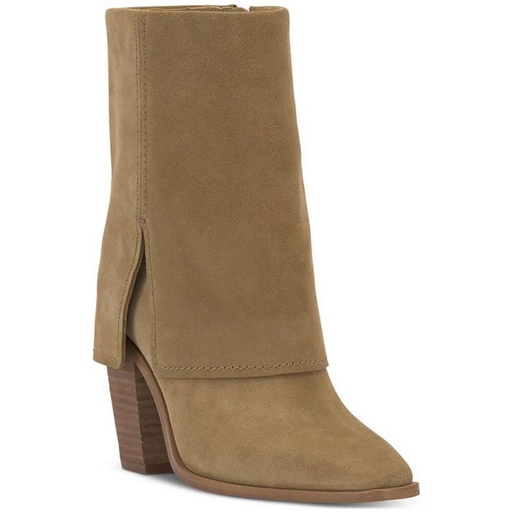 Vince Camuto Womens Alolison Beige Suede Cuffed Mid-Calf Boots Shoes NWT